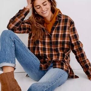 Madewell Flannel Oversized Ex-Boyfriend Shirt in Gideon Plaid size Small